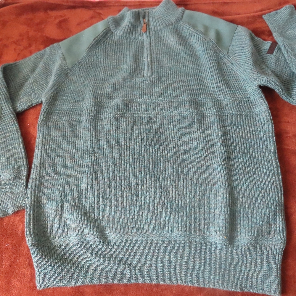 woolovers 100% Pure Wool Hill Walker Sweater XL petrol Marl NWT